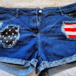 American Flag Jean shorts